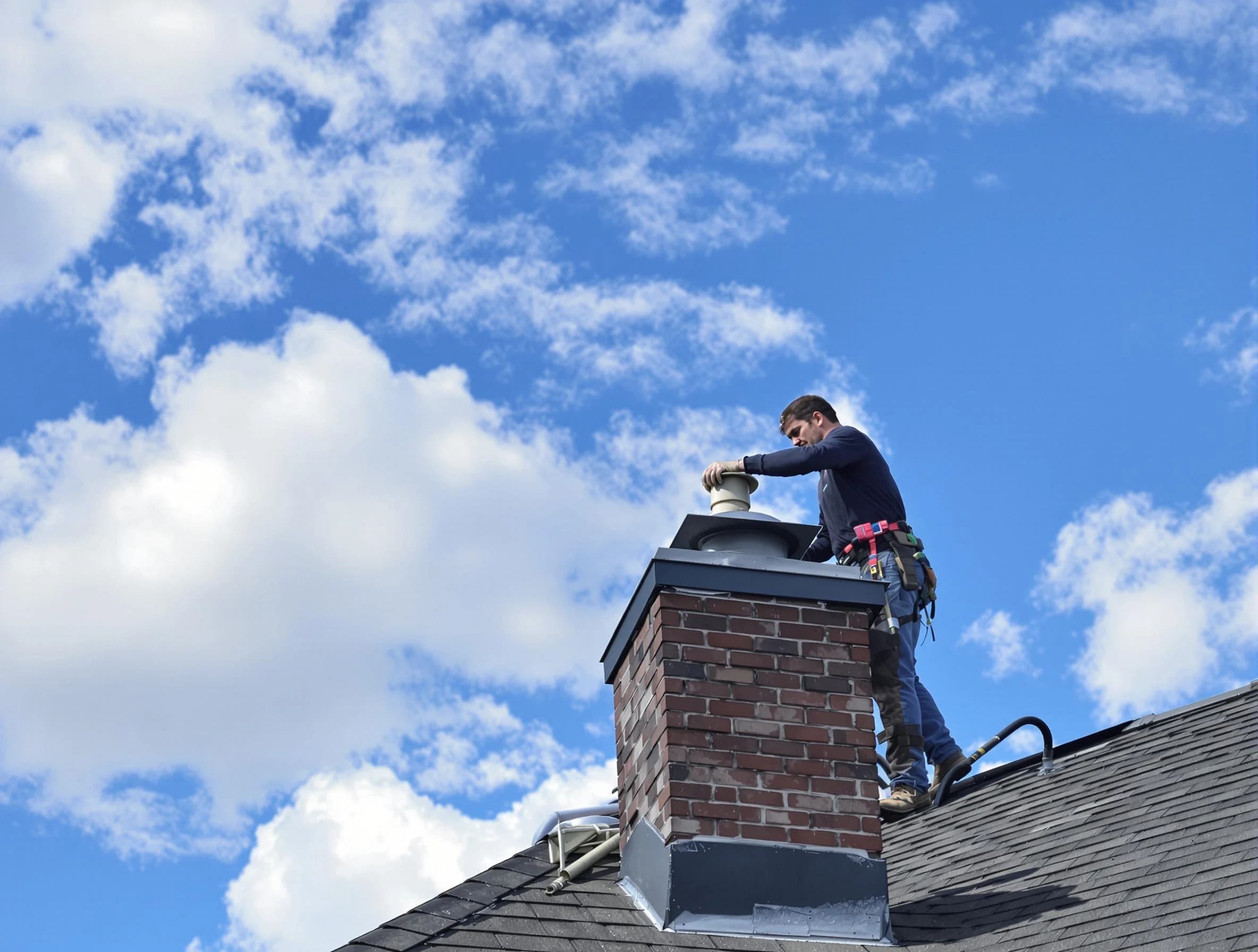 Brentwood Chimney Sweep installing a sturdy chimney cap in Brentwood, TN