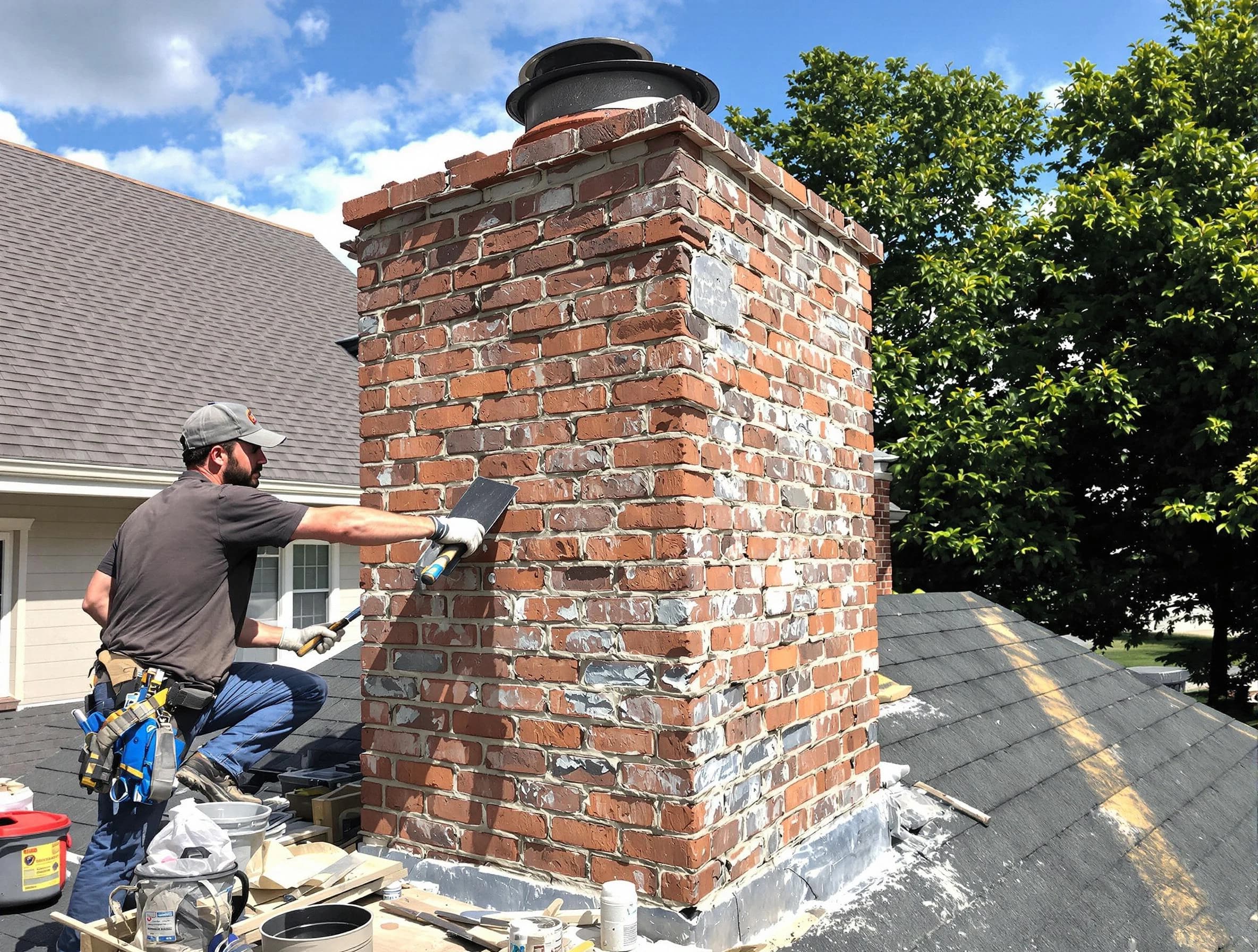 Completed chimney rebuild by Brentwood Chimney Sweep in Brentwood, TN