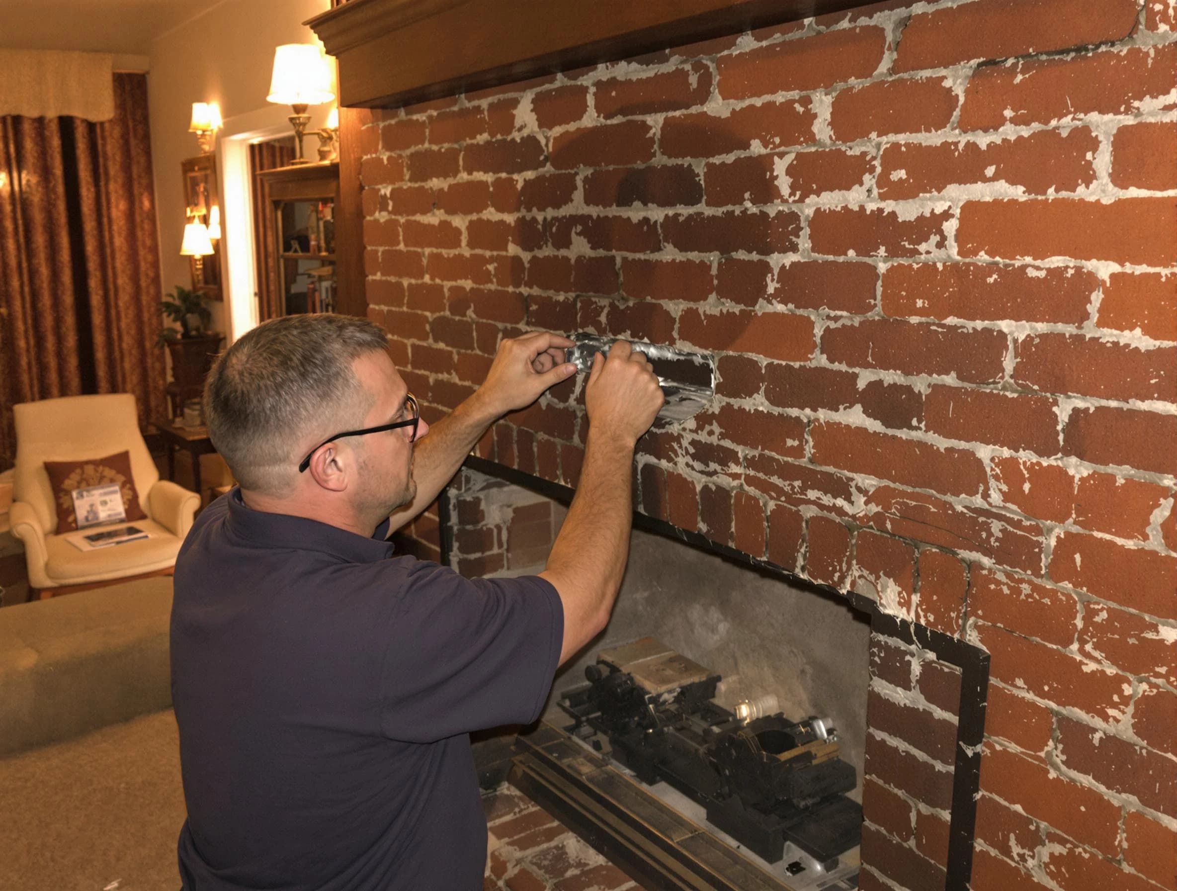 Brentwood Chimney Sweep expert fixing a fireplace in Brentwood, TN