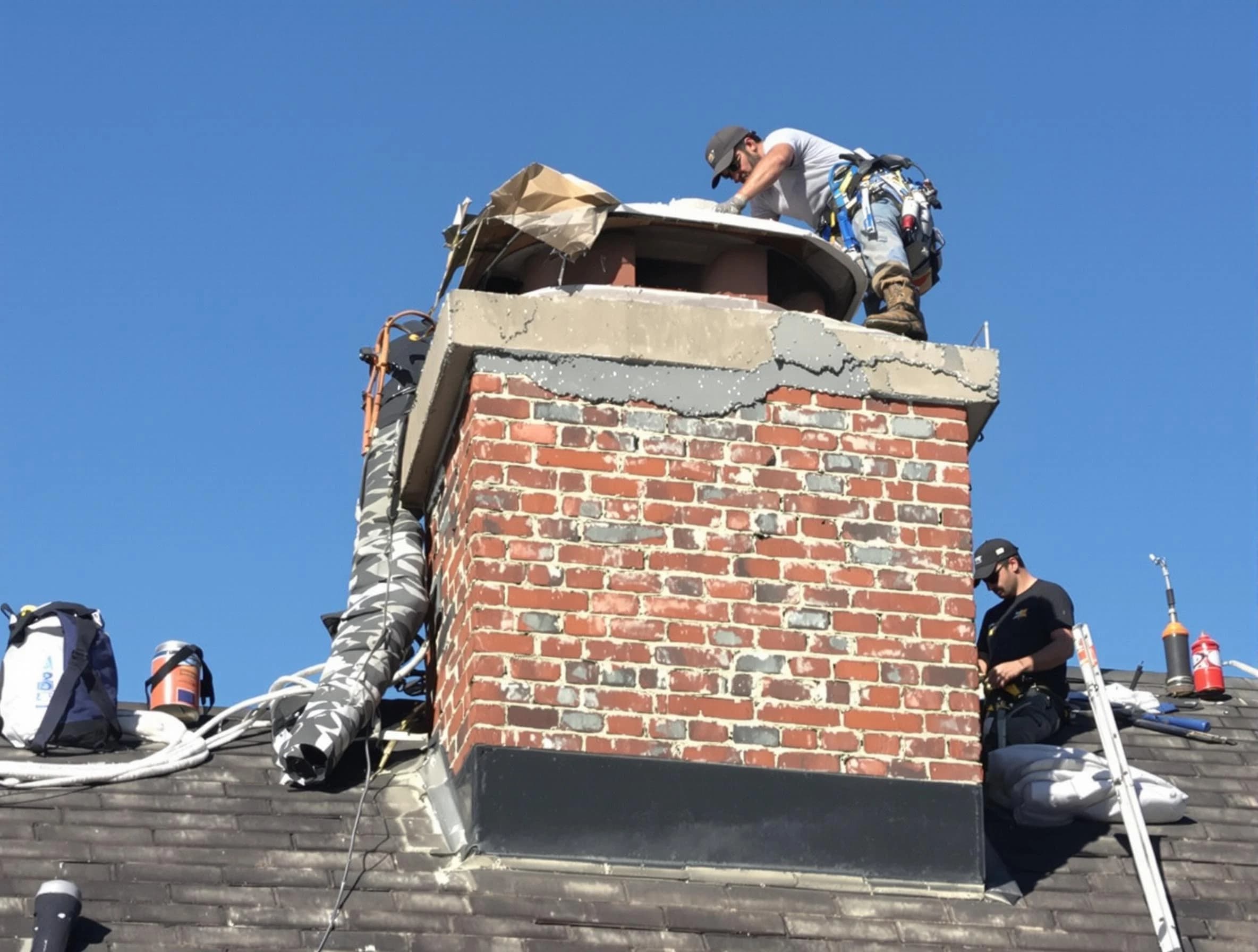 Brentwood Chimney Sweep installing a custom chimney crown in Brentwood, TN
