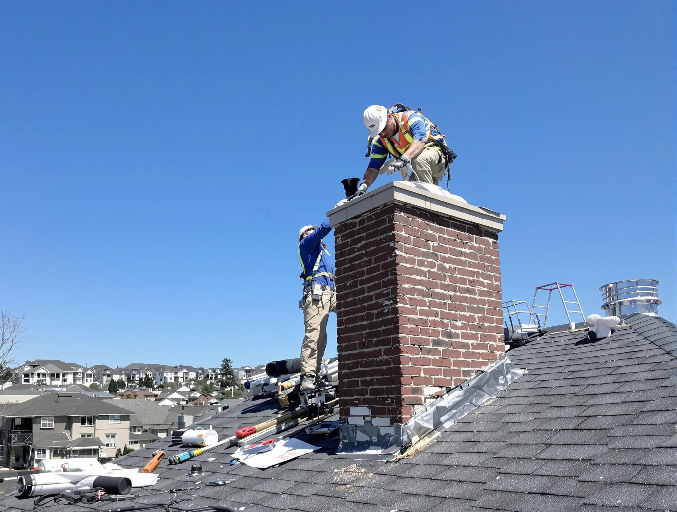 Brentwood Chimney Sweep repairing a chimney crown in Brentwood, TN