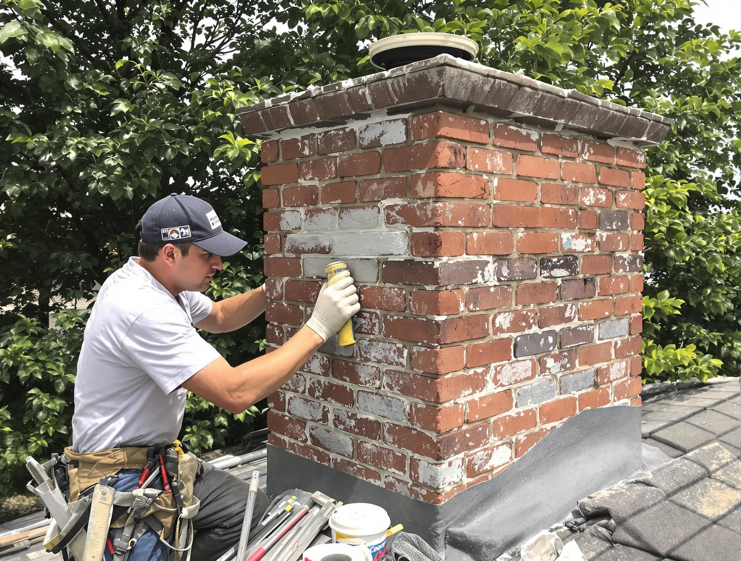 Brentwood Chimney Sweep restoring an aging chimney in Brentwood, TN