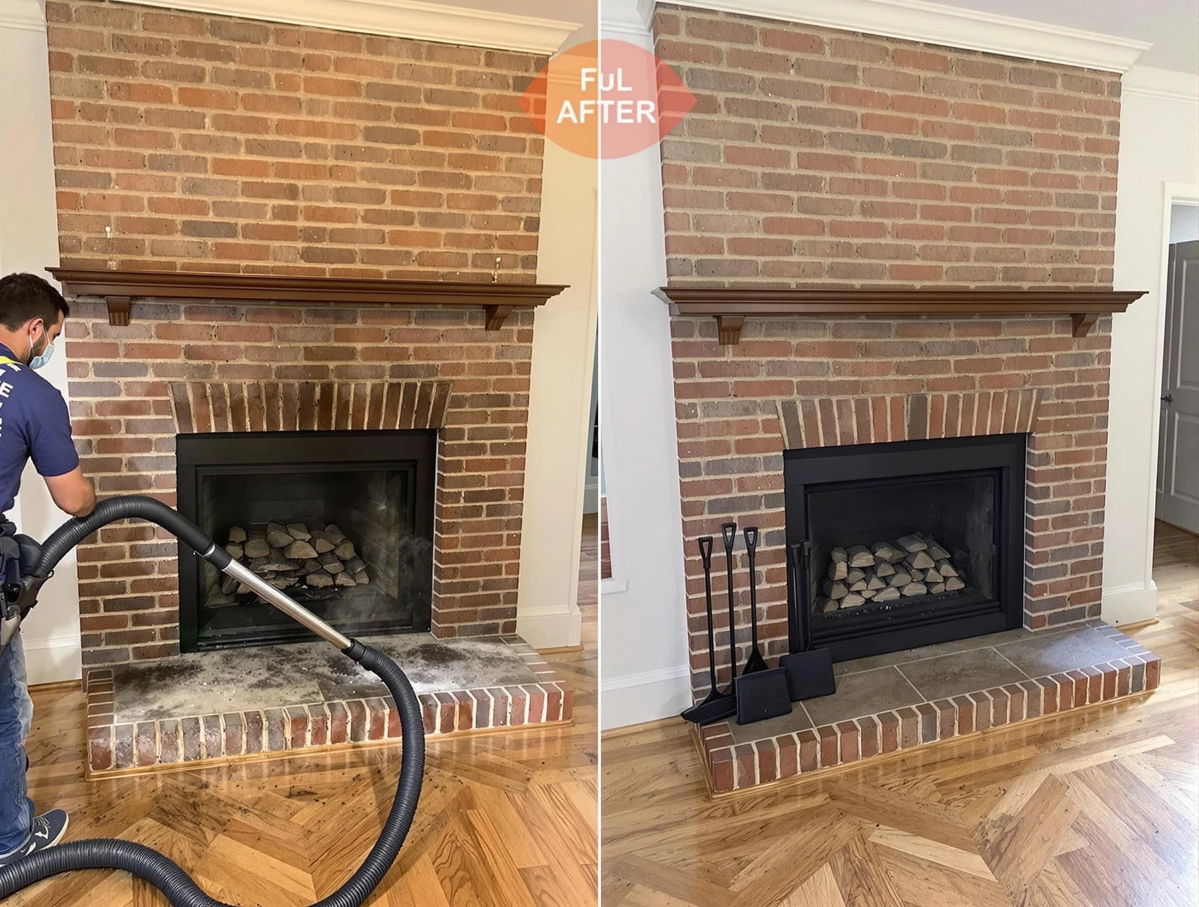 Brentwood Chimney Sweep carefully sanitizing a fireplace in Brentwood, TN