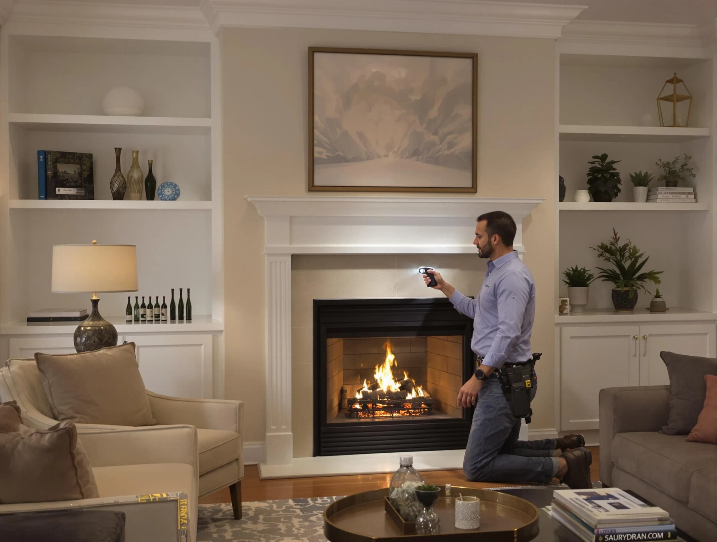 Brentwood Chimney Sweep conducting a fireplace safety inspection in Brentwood, TN