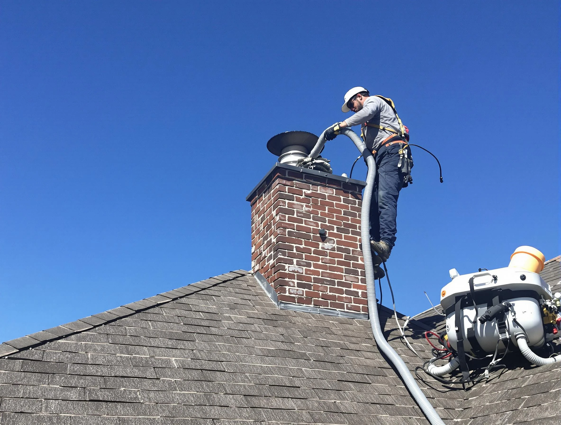 Dedicated Brentwood Chimney Sweep team member cleaning a chimney in Brentwood, TN
