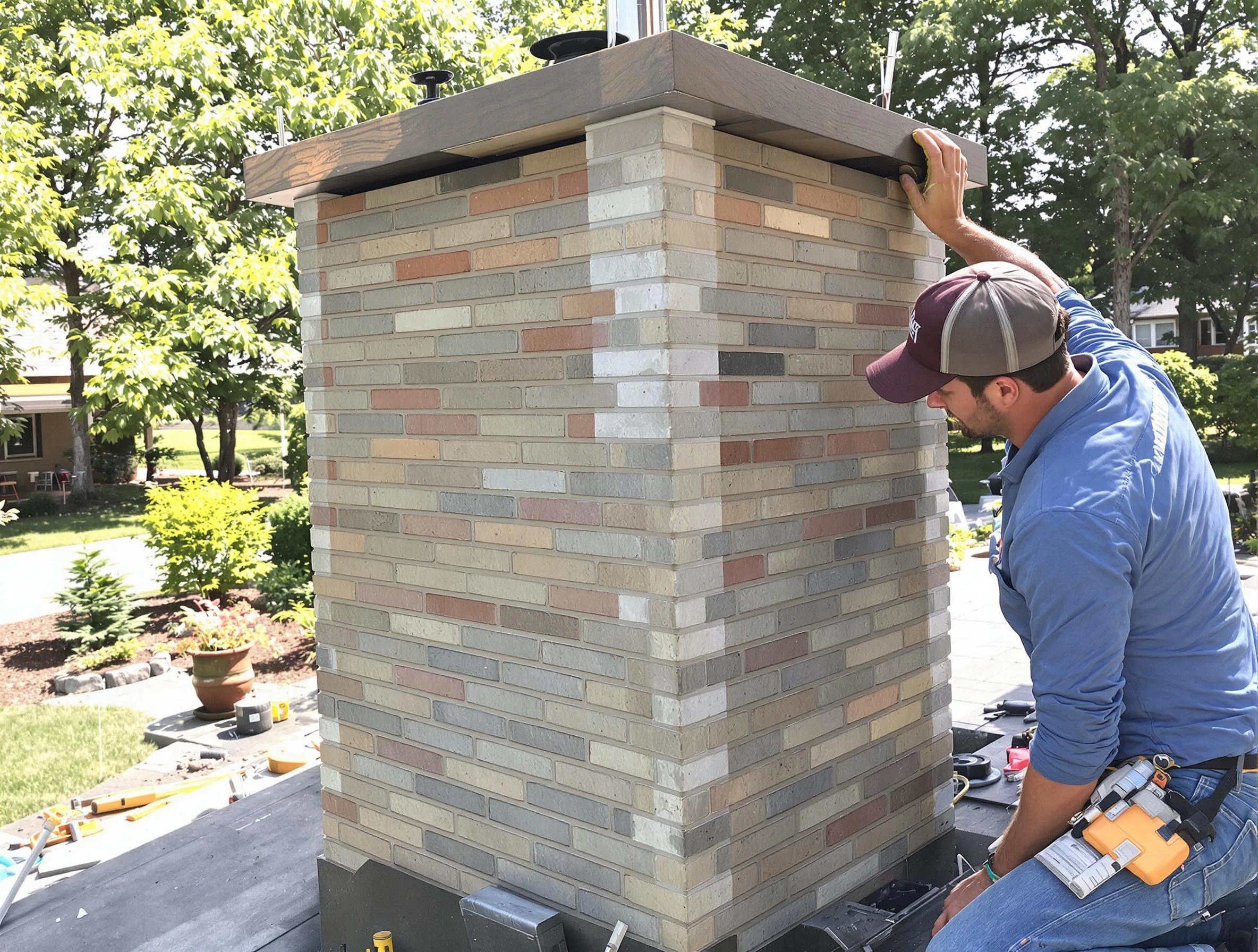 Brentwood Chimney Sweep completing a modern chimney remodel in Brentwood, TN