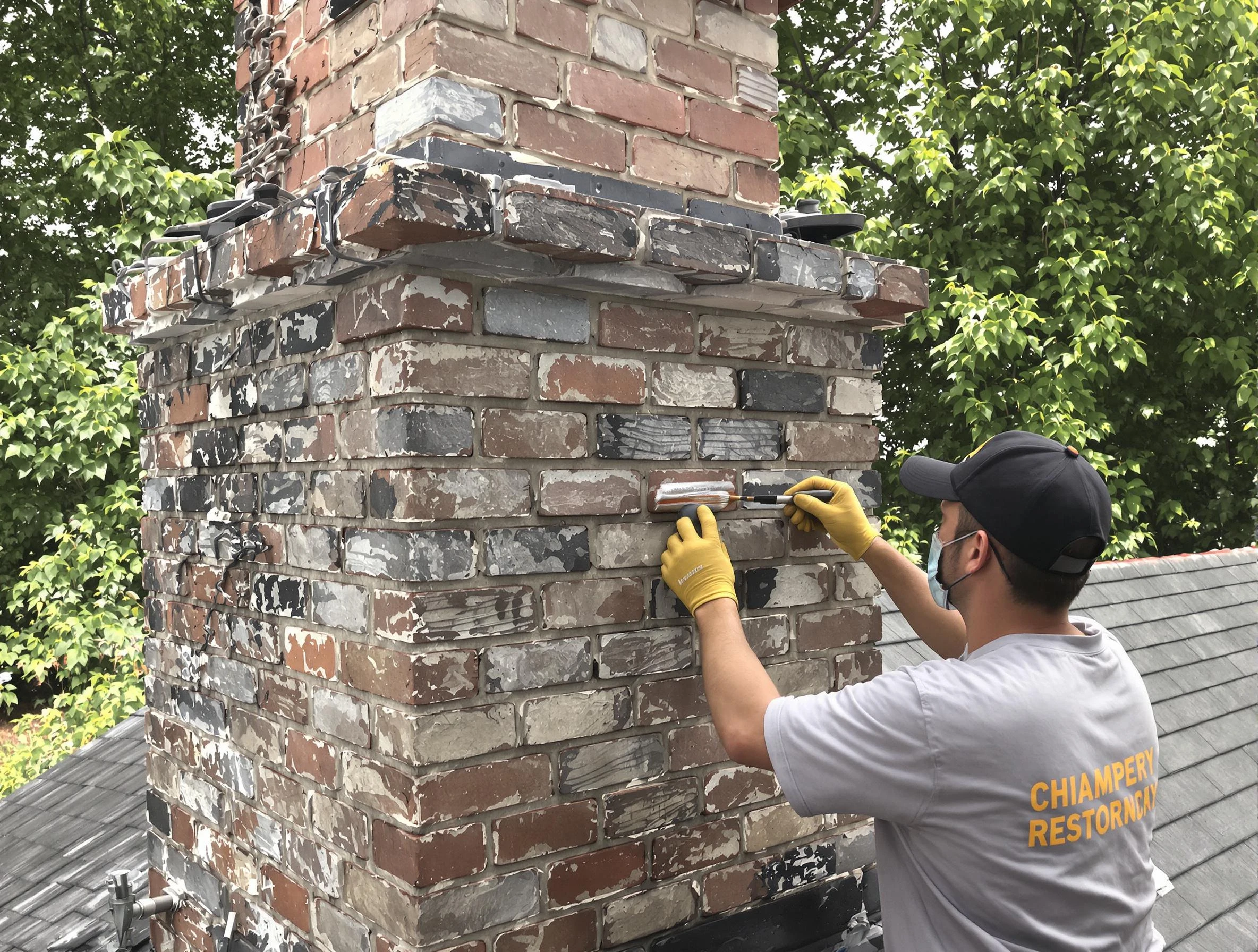 In-progress chimney restoration by Brentwood Chimney Sweep in Brentwood, TN