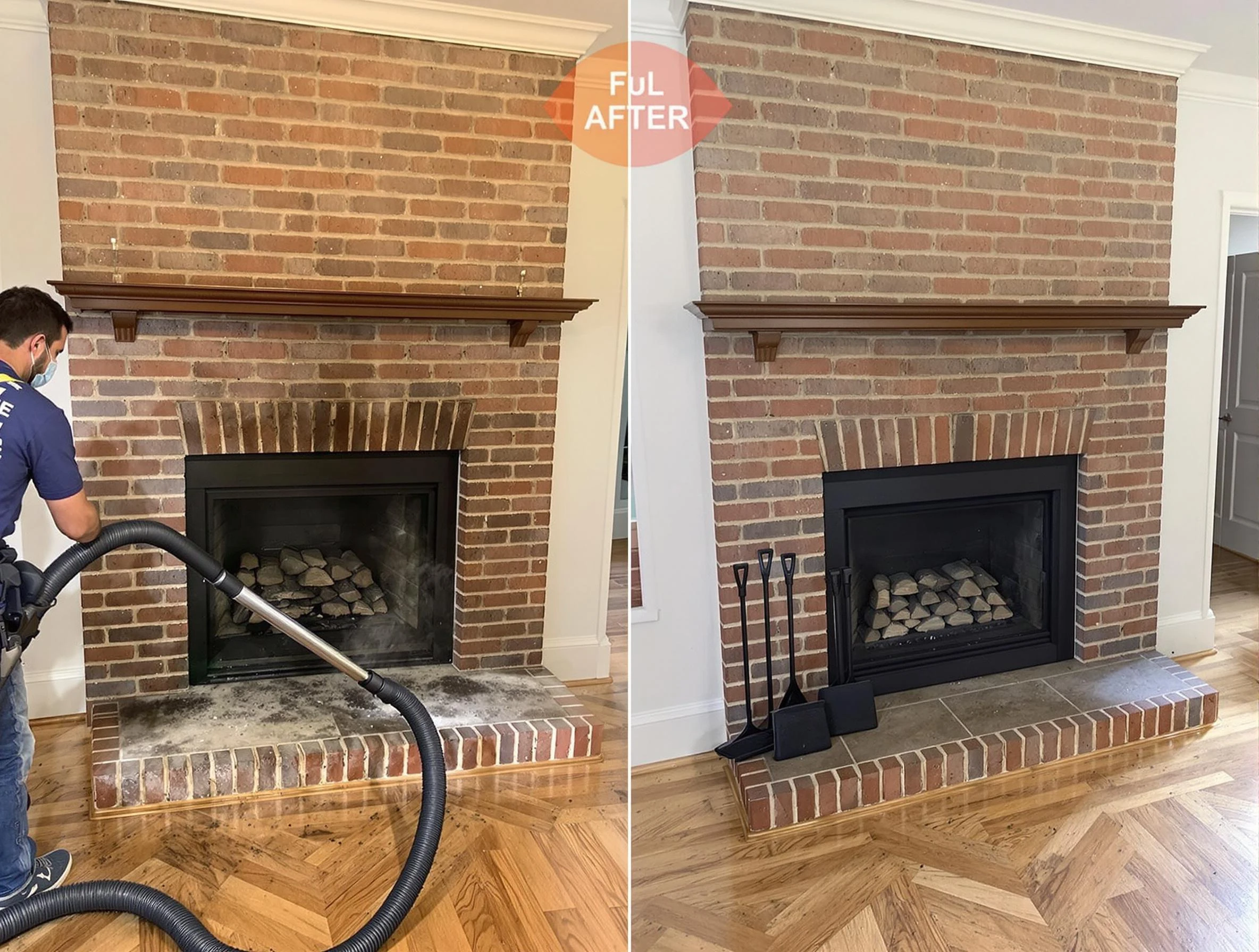 Brentwood Chimney Sweep carefully sanitizing a fireplace in Brentwood, TN