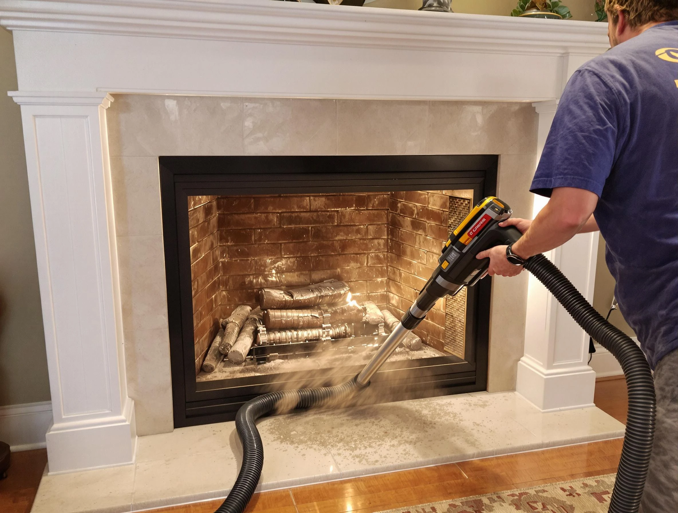 Fireplace cleaning performed by Brentwood Chimney Sweep in Brentwood, TN
